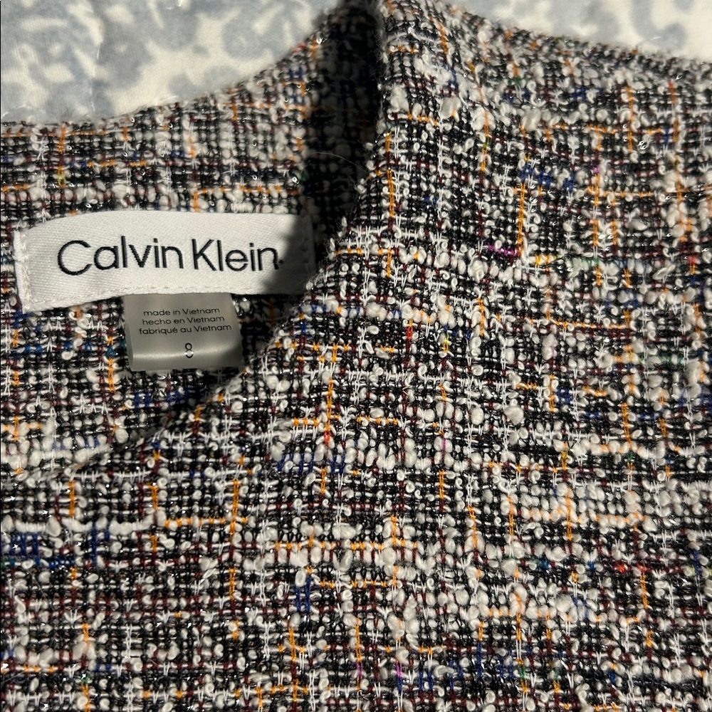 Calvin Klein Textured Black and White Midi Dress - Picture 6 of 16
